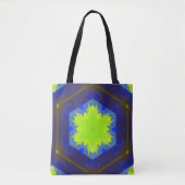 Retro Mandala Flower Green en Blue Tote Bag (Voorkant)