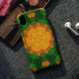 Retro Mandala Flower Green en Oranje Case-Mate iPhone Case