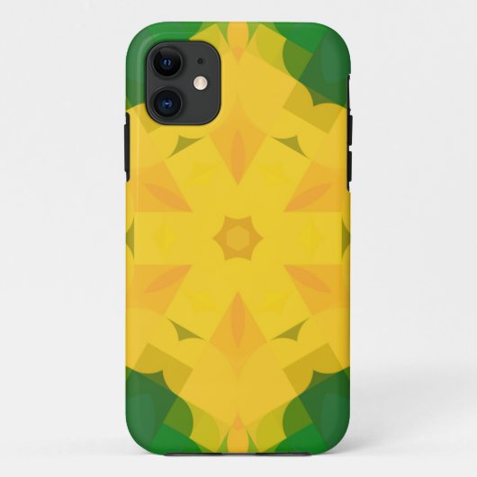Retro Mandala Flower Green en Yellow Case-Mate iPhone Case (Achterkant)