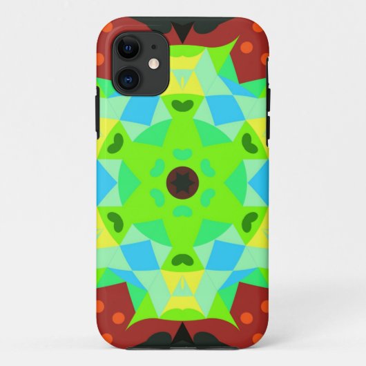 Retro Mandala Flower Green Red en Blue Case-Mate iPhone Case (Achterkant)