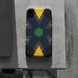 Retro Mandala Flower Green Yellow en Blue Case-Mate iPhone Case