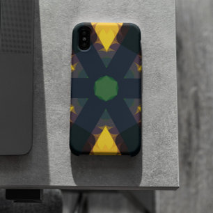 Retro Mandala Flower Green Yellow en Blue Case-Mate iPhone Case