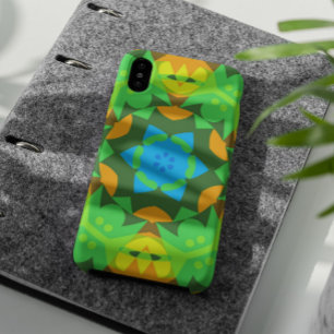 Retro Mandala Flower Green Yellow en Blue Case-Mate iPhone Case
