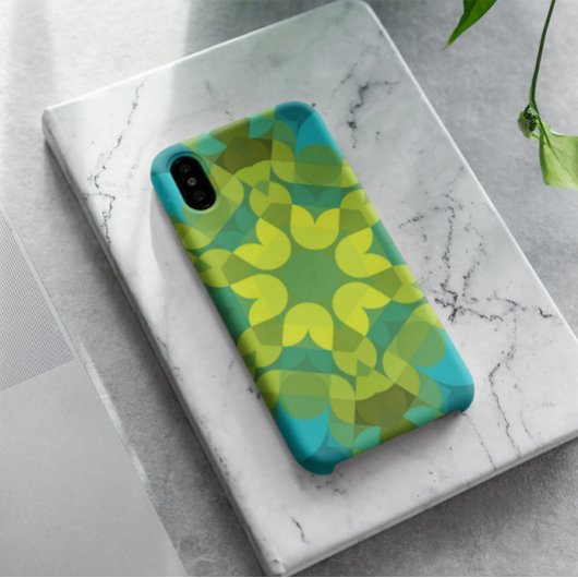 Retro Mandala Flower Green Yellow en Blue Case-Mate iPhone Case