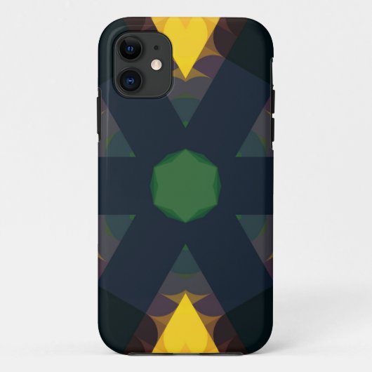 Retro Mandala Flower Green Yellow en Blue Case-Mate iPhone Case (Achterkant)