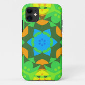 Retro Mandala Flower Green Yellow en Blue Case-Mate iPhone Case (Achterkant)