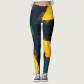 Retro Mandala Flower Green Yellow en Blue Leggings (Voorkant)