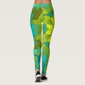 Retro Mandala Flower Green Yellow en Blue Leggings (Achterkant)