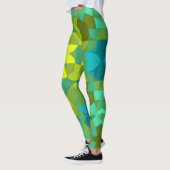 Retro Mandala Flower Green Yellow en Blue Leggings (Links)