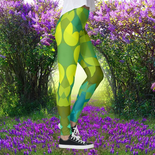 Retro Mandala Flower Green Yellow en Blue Leggings