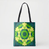Retro Mandala Flower Green Yellow en Blue Tote Bag (Voorkant)