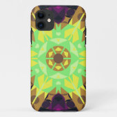Retro Mandala Flower Green Yellow en Paars Case-Mate iPhone Case (Achterkant)