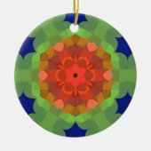 Retro Mandala Flower Oranje Green en Blue Keramisch Ornament (Voorkant)