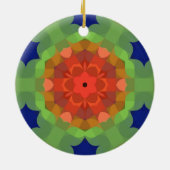 Retro Mandala Flower Oranje Green en Blue Keramisch Ornament (Achterkant)