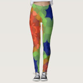 Retro Mandala Flower Oranje Green en Blue Leggings (Voorkant)