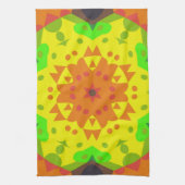 Retro Mandala Flower Oranje Yellow and Green Theedoek (Verticaal)