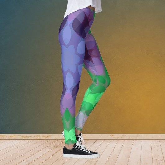 Retro Mandala Flower Paars and Green Leggings