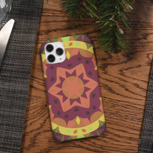 Retro Mandala Flower Paars Oranje and Green Case-Mate iPhone Case