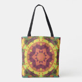 Retro Mandala Flower Paars Oranje and Green Tote Bag (Achterkant)