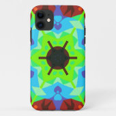 Retro Mandala Flower Red Blue en Green Case-Mate iPhone Case (Achterkant)