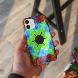 Retro Mandala Flower Red Blue en Green Case-Mate iPhone Case