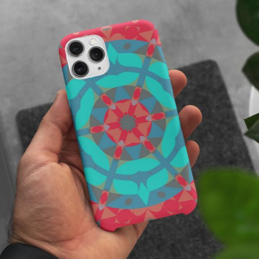 Retro Mandala Flower Red en Blue Case-Mate iPhone Case