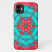 Retro Mandala Flower Red en Blue Case-Mate iPhone Case (Achterkant)