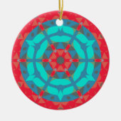 Retro Mandala Flower Red en Blue Keramisch Ornament (Voorkant)