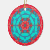 Retro Mandala Flower Red en Blue Keramisch Ornament (Links)