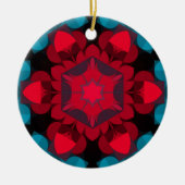 Retro Mandala Flower Red en Blue Keramisch Ornament (Voorkant)