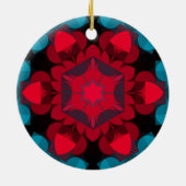 Retro Mandala Flower Red en Blue Keramisch Ornament (Achterkant)
