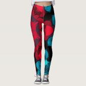 Retro Mandala Flower Red en Blue Leggings (Voorkant)