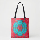 Retro Mandala Flower Red en Blue Tote Bag (Voorkant)