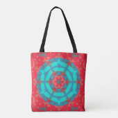 Retro Mandala Flower Red en Blue Tote Bag (Achterkant)