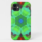 Retro Mandala Flower Red en Green Case-Mate iPhone Case (Achterkant)