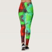 Retro Mandala Flower Red en Green Leggings (Achterkant)