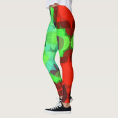 Retro Mandala Flower Red en Green Leggings (Links)