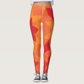 Retro Mandala Flower Red en Oranje Leggings (Voorkant)