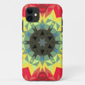 Retro Mandala Flower Red en Yellow Case-Mate iPhone Case (Achterkant)