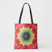 Retro Mandala Flower Red en Yellow Tote Bag (Voorkant)
