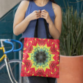 Retro Mandala Flower Red en Yellow Tote Bag
