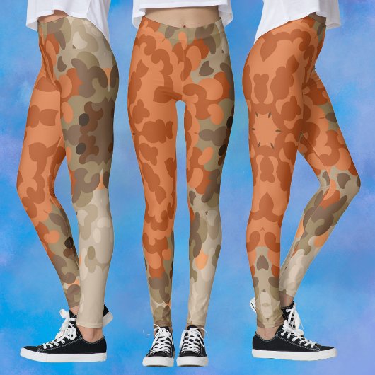 Retro Mandala Flower Sinaasappel en Tan Leggings