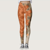 Retro Mandala Flower Sinaasappel en Tan Leggings (Voorkant)