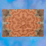 Retro Mandala Flower Sinaasappel en Tan Theedoek<br><div class="desc">Dit retro mandala bloemontwerp is voorzien van sinaasappel en tan. Funky patronen en groovy visuals voor de moderne hippie of iedereen die houdt van heldere trippy kleuren!</div>