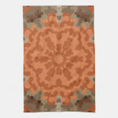 Retro Mandala Flower Sinaasappel en Tan Theedoek (Verticaal)