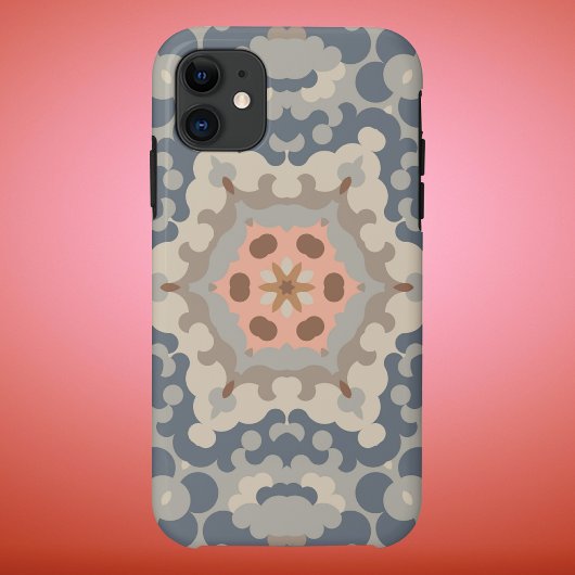 Retro Mandala Flower Tan Blauw en Sinaasappel Case-Mate iPhone Case