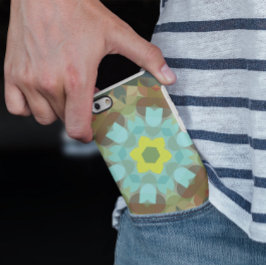 Retro Mandala Flower Yellow Blue en Brown Case-Mate iPhone Case