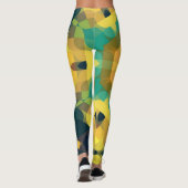 Retro Mandala Flower Yellow Blue en Green Leggings (Achterkant)