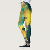 Retro Mandala Flower Yellow Blue en Green Leggings (Links)
