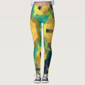 Retro Mandala Flower Yellow Blue en Green Leggings (Voorkant)